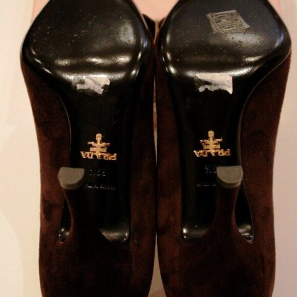 PRADA 1I520E Camoscio POINTED TOE Brown HEELS Shoe - Picture 3 of 3